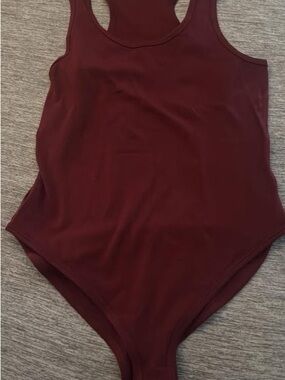 Zenana Outfitters Stretch Ribbed Racerback Bodysuit - Burgundy